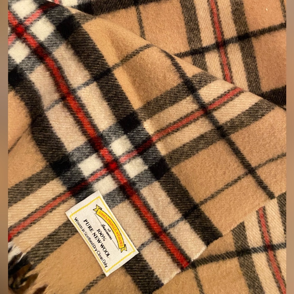 James Pringle Weavers Camel Thomson tartan plaid novachec rectangle fringe scarf - Picture 4 of 5